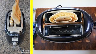 Making Quesadillas in a Toaster from TRYING Crazy TIK TOK Food Hacks and Recipes part 2 [upl. by Haraj]