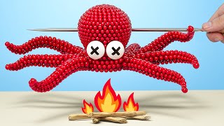 How to Make Grilled GIANT OCTOPUS  Magnetic Balls amp Stop Motion Cooking Video [upl. by Ielak856]