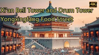 Xian Drum Tower and Bell TowerampYongxingfang Food Street西安鐘樓 鼓樓 永興坊美食街 [upl. by Chryste]