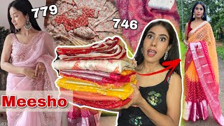 MEESHO Saree Haul Meesho Organza Saree Haul Meesho Saree starting at 746 Meesho partywear sarees [upl. by Gibun274]