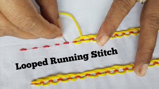 Looped Running Stitch Embroidery Design Tutorial  Embroidery for Beginners [upl. by Anib]