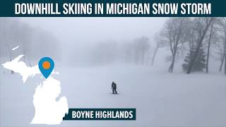 Whiteout ski session at Boyne Highlands ski resort in Michigan [upl. by Cirtemed894]