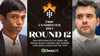 FIDE Candidates 2024 Rd 12  Ian Faces Praggs Prep Hikaru Fabiano Gukesh Caught In 3Way Battle [upl. by Tews718]