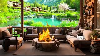 Spring Ambiance  Cozy Mountain Cabin by Lake  Morning Spring Cozy Porch Ambiance With Nature Sound [upl. by Malilliw]