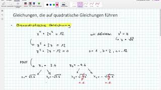 Gleichungen die auf quadratischen Gleichungen führen Teil I [upl. by Chavez]