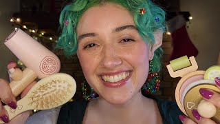 ASMR Elf Does Your Wooden Makeup amp Skincare 🎄holiday roleplay sleep aid layered sounds [upl. by Frankhouse401]