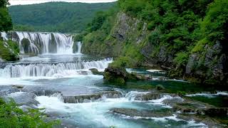 Beautiful Waterfall on a Flowing River 4k Nature Sounds Waterfall 4K White Noise for Sleeping [upl. by Nov296]