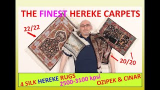 Collection of Finest Turkish Hereke Rugs  4 Examples of 2020 Silk Carpets  25003100kpsi [upl. by Ayiotal52]