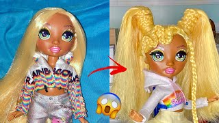 Attempting INSANE Hairstyle on a Rainbow High Doll Restyling Doll Hair Video [upl. by Carver]