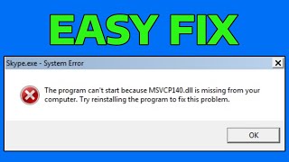 How To Fix msvcp140dll Missing Error in Windows 11  10 [upl. by Gladine]