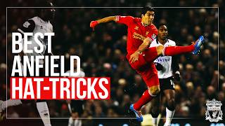 Incredible Premier League hattricks at Anfield  Gerrard Suarez Salah Fowler amp more [upl. by Eilyah291]