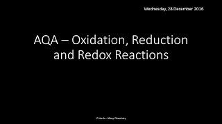 AQA 17 Oxidation reduction and redox reactions REVISION [upl. by Ignatz783]