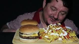 ASMR MUKBANG  Nerom Burger ve Patates neromasmr [upl. by Sheffy]