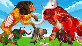 15 Mammoth Elephant Cow Gorilla vs 10 Giant Zombie Tiger Bull Attack Baby Cow Save By Woolly Mammoth [upl. by Mcnully]