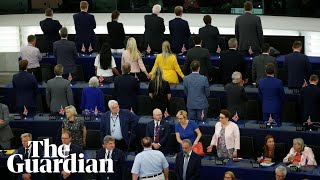 Brexit party MEPs turn their backs during European anthem at parliaments opening session [upl. by Werdn]