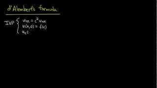 PDE 10  Wave equation dAlemberts formula [upl. by Ailev208]