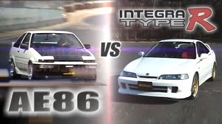 ENG CC Tsuchiyas AE86 vs Integra Type R in Tsukuba AEHV01 [upl. by Barden626]