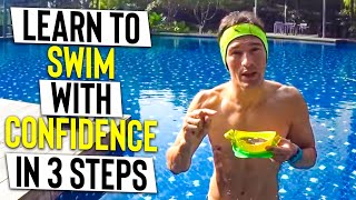 LEARN to swim CONFIDENT FLOAT amp BE WATER SAFE in 3 Steps  Tutorial for BEGINNERS Breathe relax [upl. by Edmund]