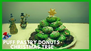 Puff Pastry Donuts Christmas Tree  Kids Dessert  DoStathi [upl. by Callum]