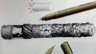 Pen amp Ink Drawing Tutorials  How to create realistic textures Part 2 [upl. by Crystal989]