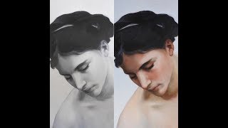 1ST GLAZE Learning glazing from Bouguereau how to paint oil painting grisaille [upl. by Nivloc965]