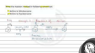 Write the reaction involved in following conversion\n\nAniline to Nitrobenzene\nAniline to Flur [upl. by Neenwahs]