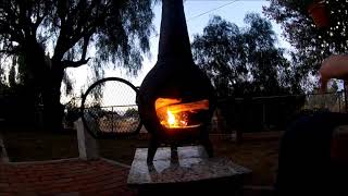 Lighting the fire new chiminea Blue Rooster [upl. by Llabmik206]