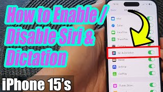 iPhone 1515 Pro Max How to EnableDisable Siri amp Dictation [upl. by Atrim]