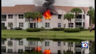 Video shows Pembroke Pines townhouse burst into flames [upl. by Tibold417]