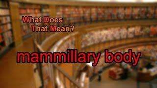 What does mammillary body mean [upl. by Hittel]