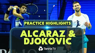 Carlos Alcaraz amp Novak Djokovic Practice Highlights amp Full Set  Nitto ATP Finals 2023 [upl. by Ginny786]