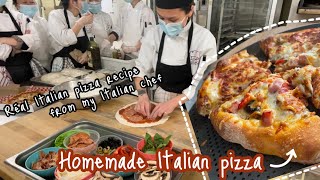 🍕BEST Homemade Italian pizza RECIPE from my Italian chef 🇮🇹 真正跟意大利廚師學做意大利薄餅｜homecook mama [upl. by Edyaj]