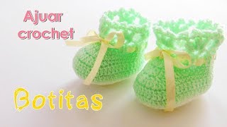 Como tejer zapatitos o escarpines para bebe a crochet ganchillo [upl. by Zertnom]