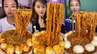 MUKBANG 먹방 EATING SPICY NOODLES and SOFT BOIL EGGS chewy sounds  ASMR  chinese foods 辣面鸡蛋 [upl. by Tiff181]