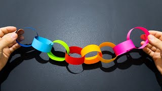 Colored paper chain making Very easy to make Paper craft Paper art DIY Origami Kids craft [upl. by Namialus]