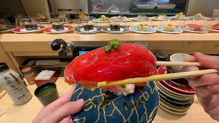 Eating at a Conveyor Belt Sushi Restaurant in Osaka [upl. by Boehmer918]