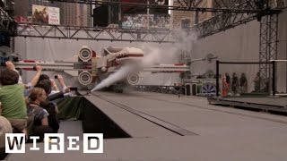 Giant Lego XWing Fighter Lands in Times SquareGameLifeWIRED Exclusive [upl. by Wendi734]