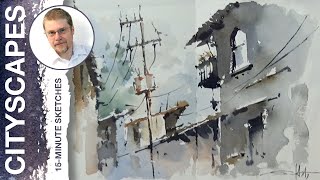 72 Sketching the Streets of Mexico Watercolor Cityscape Tutorial [upl. by Zollie959]