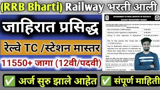 रेल्वे TC  स्टेशन मास्तर भरती 2024💥  अर्ज सुरु  Railway TC  tte bharti  ntpc new vacancy 2024 [upl. by Noirad]