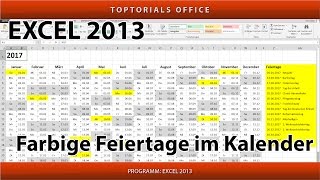 Feiertage im Kalender farbig markieren Microsoft Excel [upl. by Gass]