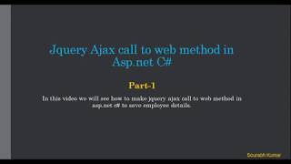 jquery ajax call to web method in aspnet c to save details [upl. by Nyrehtac94]