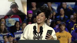 Cardi B speech at Kamala Harris rally endorses her and slams Donald Trump Reaction [upl. by Emya]