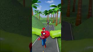 Spiderman vs Spidey Weird Cars Crossing Two Giant Slap Hands in Bollards shorts [upl. by Reivaxe237]