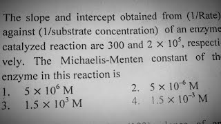 Csir net december 2017 solution MichaelisMenten constant [upl. by Sacha]