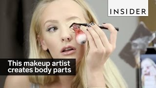 This special effects makeup artist creates body parts [upl. by Rehoptsirhc]