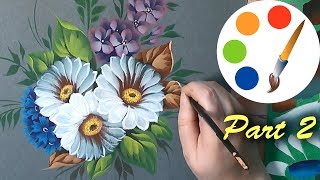 Painting daisies by flat brushes paint wildflowers tutorial part 2 [upl. by Azpurua]