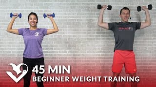 45 Min Beginner Weight Training for Beginners Workout  Dumbbell Strength Training for Women amp Men [upl. by Adama]