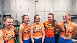 Netherlands and Femke Bol get 4x400 gold and will go drinking to celebrate [upl. by Suoivatram]