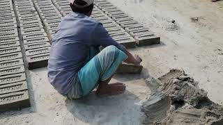 Manual process of mud brick making in the Bangladeshi local brick factory 🏭 [upl. by Yerg]