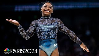 Simone Biles SHOWS OUT in spite of calf pain during gymnastics qualification  Paris Olympics [upl. by Nniuq]